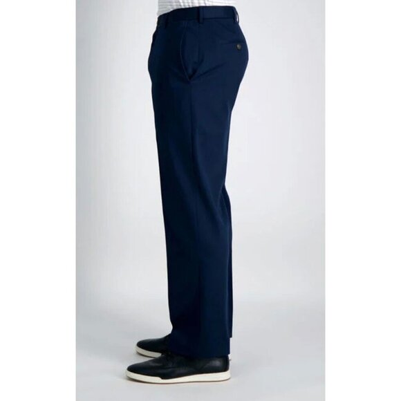 Haggar Mens Premium No Iron Khaki Classic Fit Pants Dark Navy 34W X 31L NWT - Picture 4 of 5